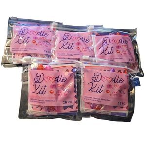 Doodle kit stencils glitter pens Stationary set 16 PCS 5 Total Kits Valentines